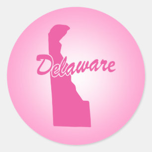 Sticker rond rose État Delaware classique