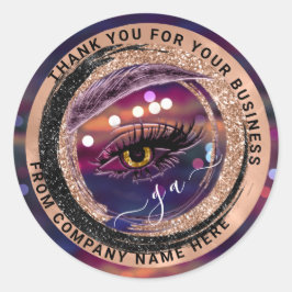 Sticker Rond Rose Eyelash Logo Nom Holographe Monogramme de rem