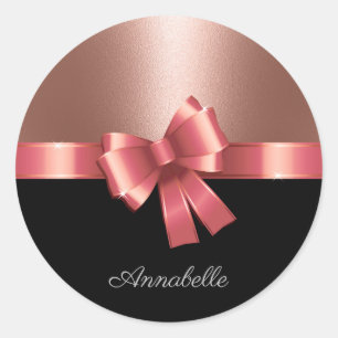 Sticker Rond Rose Foil et Bow