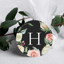 Sticker Rond Rose foncé | Sceau d'enveloppe Mariage Monogramme