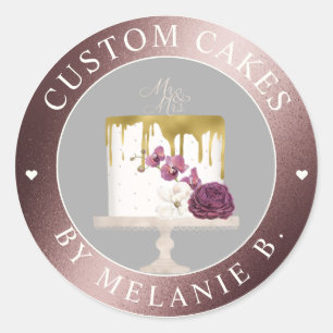 Sticker Rond Rose Gold Cake Business Gold Drift Cake