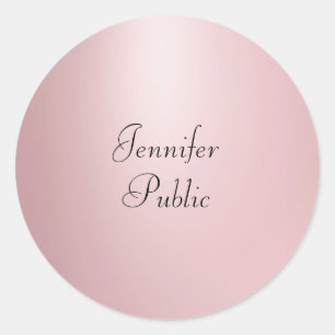 Sticker Rond Rose Gold Calligraphie Script Modèle élégant