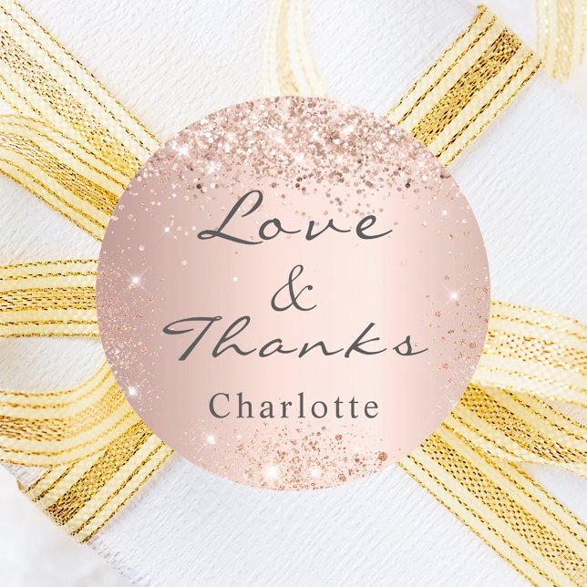 Sticker Rond Rose gold confetti merci (Créateur téléchargé)
