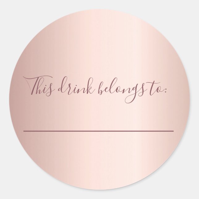 Sticker Rond Rose gold de mariage ce verre appartient à  (Devant)