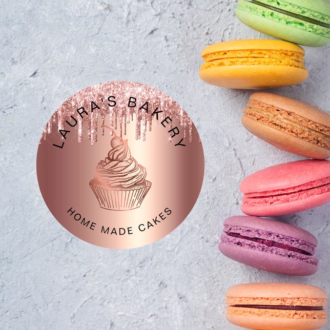 Sticker Rond Rose Gold Drives Cakes & Sweets Cupcake Accueil Bo (Créateur téléchargé)