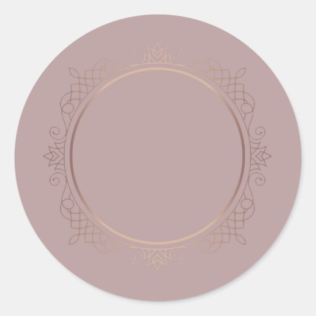 Sticker Rond Rose Gold Élégant Modèle Vierge Ajoutez Votre Text (Devant)