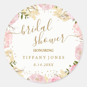 Sticker Rond Rose Gold Floral Rose Aquarelle Salle de Mariage