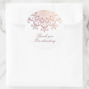 Sticker Rond Rose Gold Mandala Merci