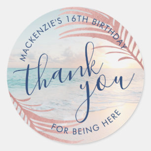 Sticker Rond Rose Gold Merci Beach Anniversaire Privilégier