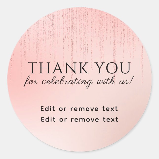 Sticker Rond Rose Gold Merci de Bienvenue Félicitations (Devant)