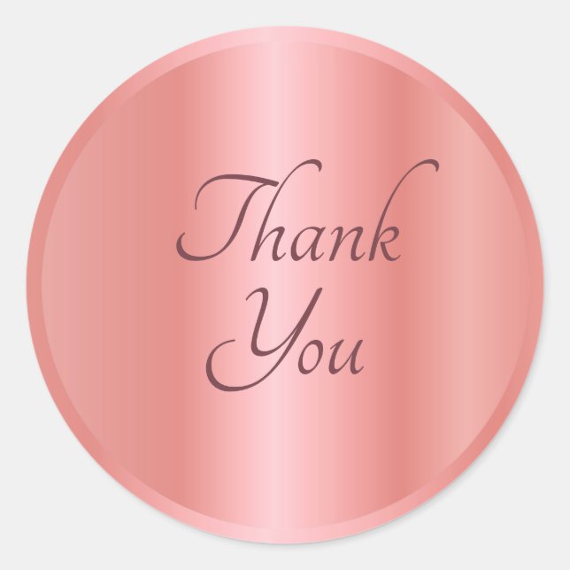 Sticker Rond Rose Gold Merci Texte Élégant Modèle tendance (Devant)