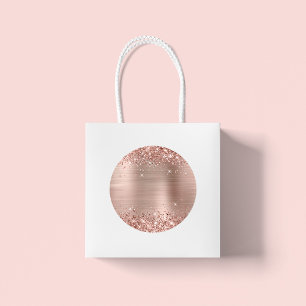 Sticker Rond Rose Gold Pailleté Feuille Vierge