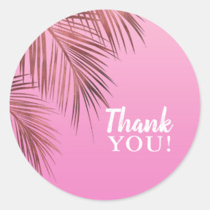 Sticker Rond Rose Gold Palm Bahama Breeze Mariage Bronze