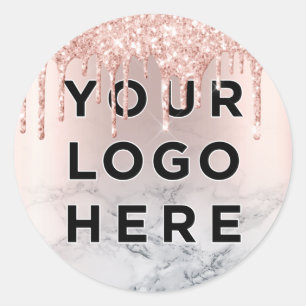Sticker Rond Rose Gold Parties scintillant Drives Marble Busine