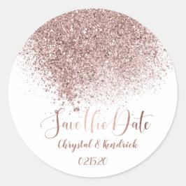Sticker Rond Rose Gold Parties scintillant Enregistrer la date 
