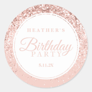 Sticker Rond Rose Gold Parties scintillant Fab fête d'annivers