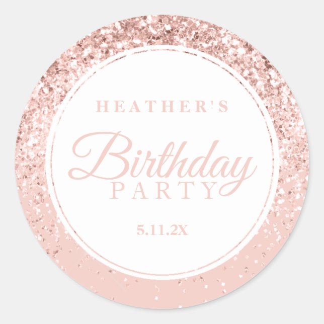 Sticker Rond Rose Gold Parties scintillant Fab fête d'anniversa (Devant)