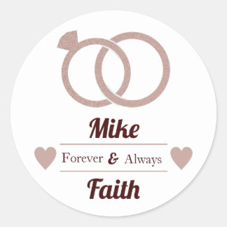 Sticker Rond Rose Gold Parties scintillant Mariage moderne Stic