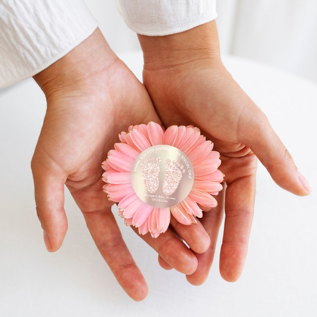 Sticker Rond Rose Gold Parties scintillant Pieds Baby shower Fa (Créateur téléchargé)
