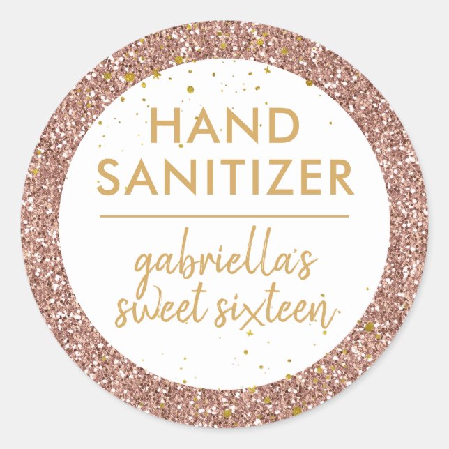 Sticker Rond Rose Gold Parties scintillant rose Anniversaire Sa (Devant)