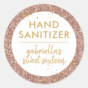 Sticker Rond Rose Gold Parties scintillant rose Anniversaire Sa