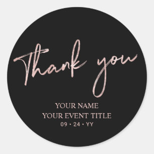 Sticker Rond Rose Gold Pinceau Script Invitation Anniversaire M