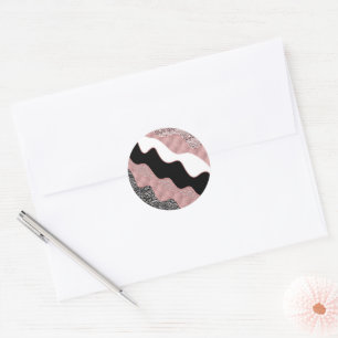 Sticker Rond Rose Gold Rose Abstrait Moderne Tendance Glamour