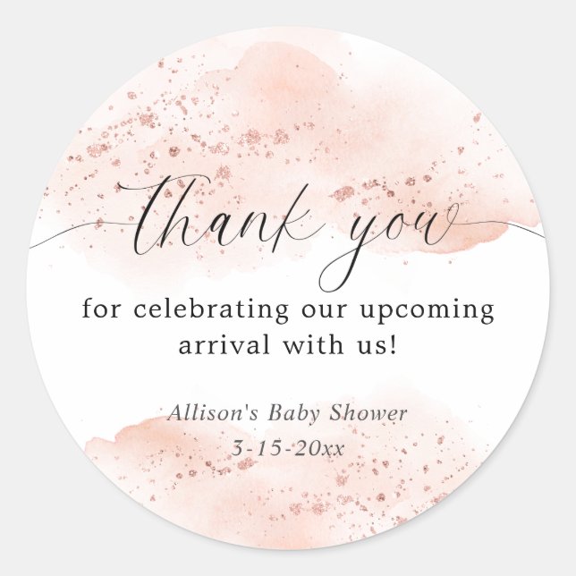 Sticker Rond Rose gold rose blanc aquarelle merci cadeau (Devant)