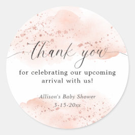 Sticker Rond Rose gold rose blanc aquarelle merci cadeau