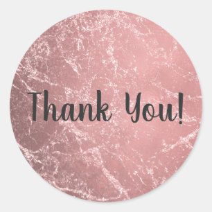 Sticker Rond Rose Gold Rose Moderne Tendance Glamour Marbre Chi