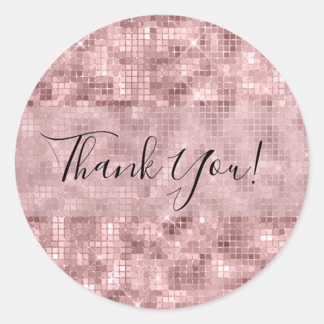 Sticker Rond Rose Gold Rose Pailleté Luxe Fête Féminine (Devant)