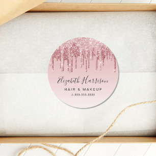 Sticker Rond Rose Gold Rose Parties scintillant Beauté