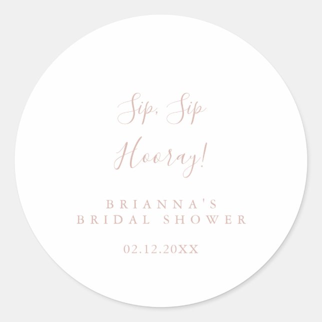 Sticker Rond Rose Gold Sip Sip Hooray Fête des mariées (Devant)