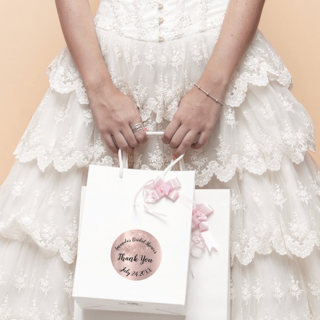 Sticker Rond Rose Gold Spark Merci Cadeau de Mariage Doux (Gold Rose Spark Thank You Sweet Bridal Shower Classic Round Sticker)