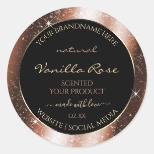Sticker Rond Rose Gold Sparkle Parties scintillant Cadre Glam P