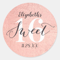 Rose Gold Sweet 16 Fille Anniversaire Classic Roun