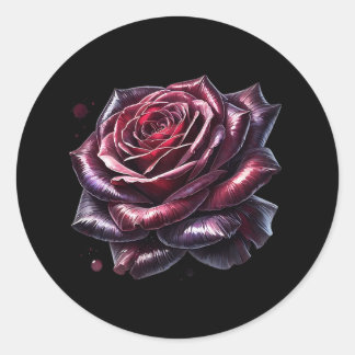 Sticker Rond Rose gothique rouge
