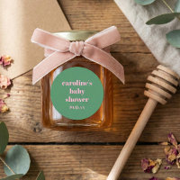 Rose gras vert moderne amusant Baby Shower personn
