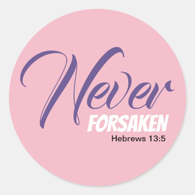 Sticker Rond Rose JAMAIS OUBLIÉ Écriture Hébreux chrétien (Devant)