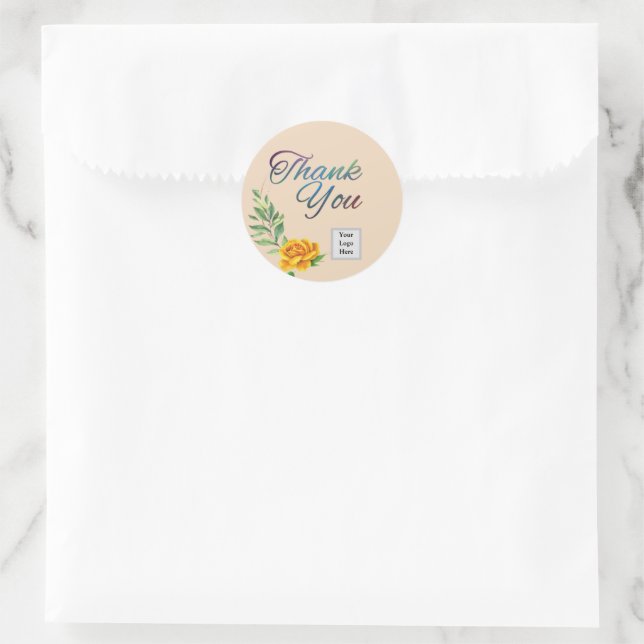 Sticker Rond Rose jaune (Sac)