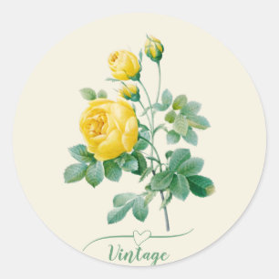 Sticker Rond Rose jaune vintage