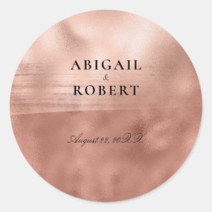 Sticker Rond Rose  métal brillant Mariage