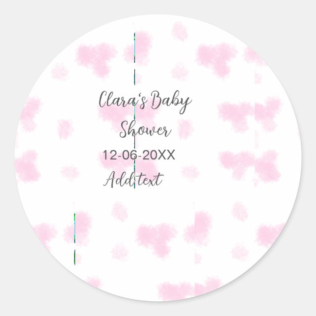 Sticker Rond Rose mignon baby shower aquarelle moderne dat (Devant)