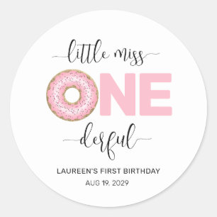 Sticker Rond Rose Mignonne Petite Mademoiselle 1er Anniversaire
