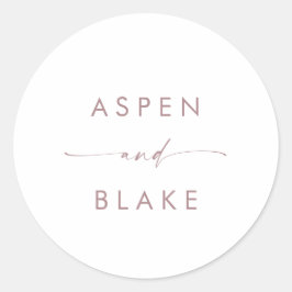 Sticker Rond Rose moderne Gold Script Mariage Enveloppe sceaux