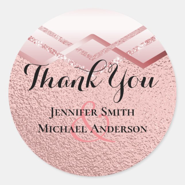 Sticker Rond Rose moderne Gold tendance Mariage budget (Devant)