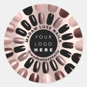 Sticker Rond Rose Nails Stylist Studio Logo personnalisé MMODER