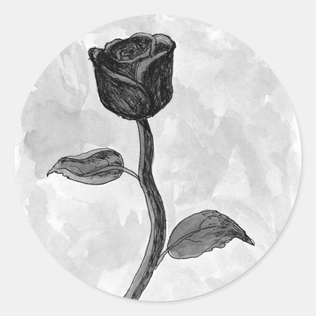 Sticker Rond Rose noir. (Devant)