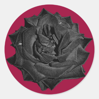 Sticker Rond Rose noir unique