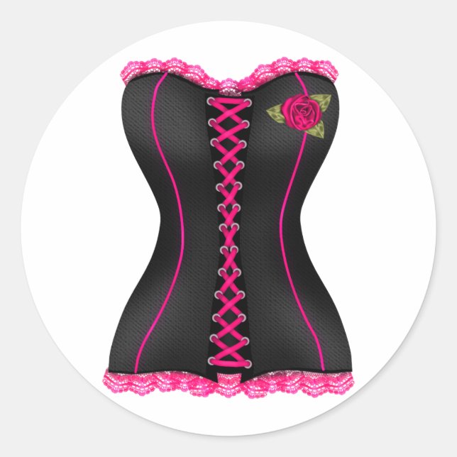 Sticker Rond Rose noire corse (Devant)